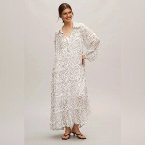 Anthropologie Long-Sleeve Smocked Tiered Maxi Dress Sz XXS (runs large)